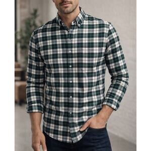 Mizzen Main Mens Large Trim City Flannel Shirt Plaid Twill Performance NWT